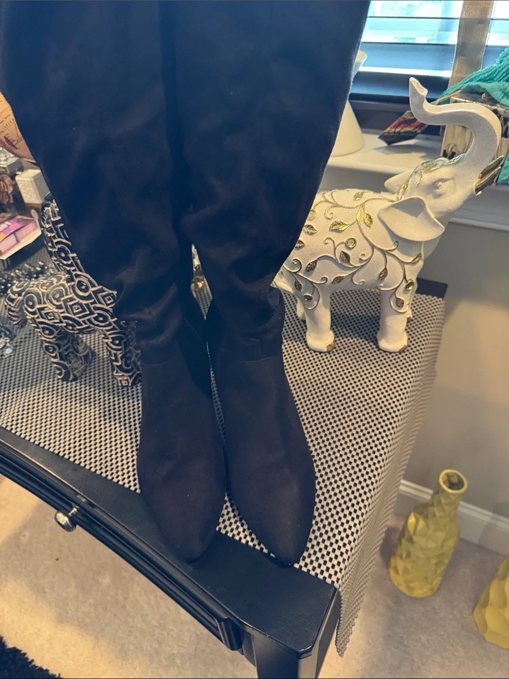 Women's Express Black Knee-High Suede-like Slouch Boots, size 10, worn once